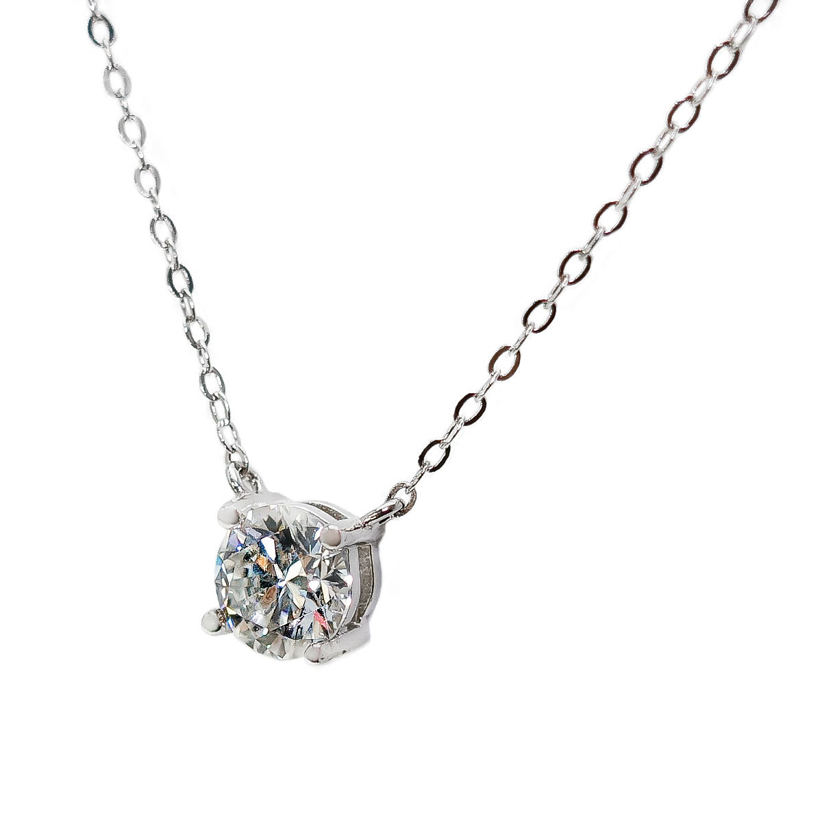 009LV Round Cut Moissanite Necklace