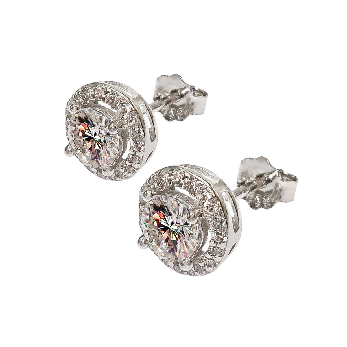 029LV Halo Centered Stone Earrings