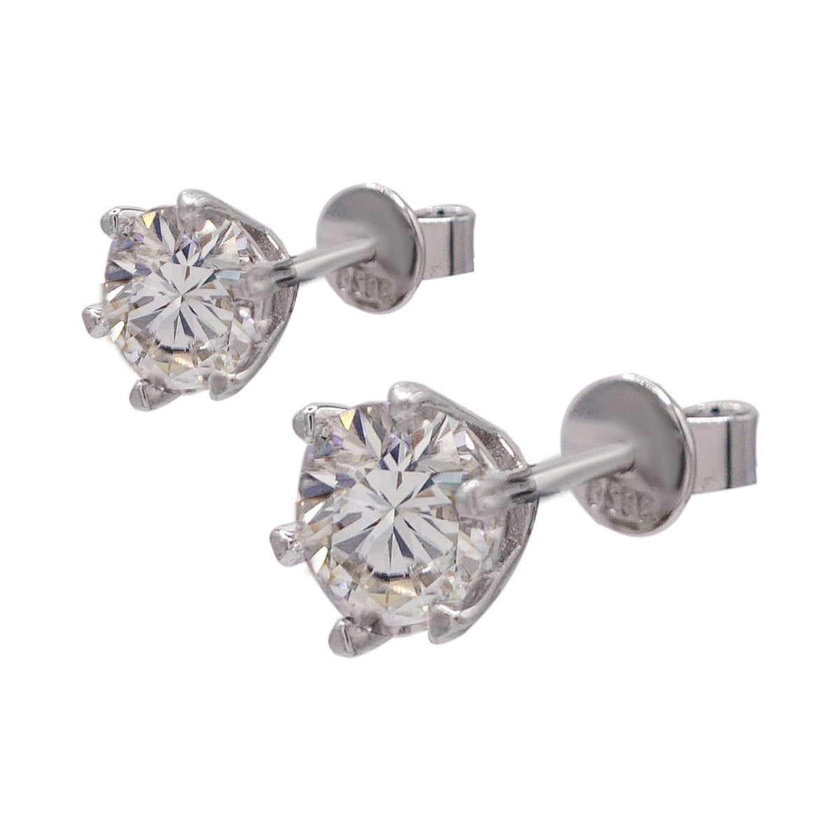 140LV Moissanite Round Solitaire Stud Earrings