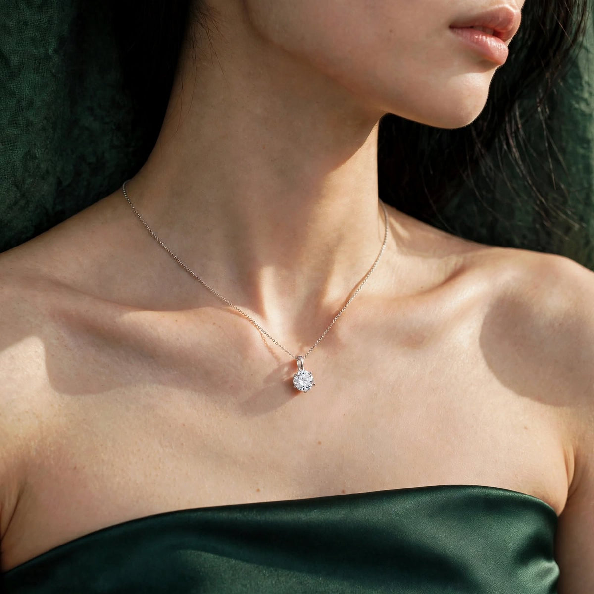Round Brilliant Solitaire Moissanite Pendant Necklace 146LV