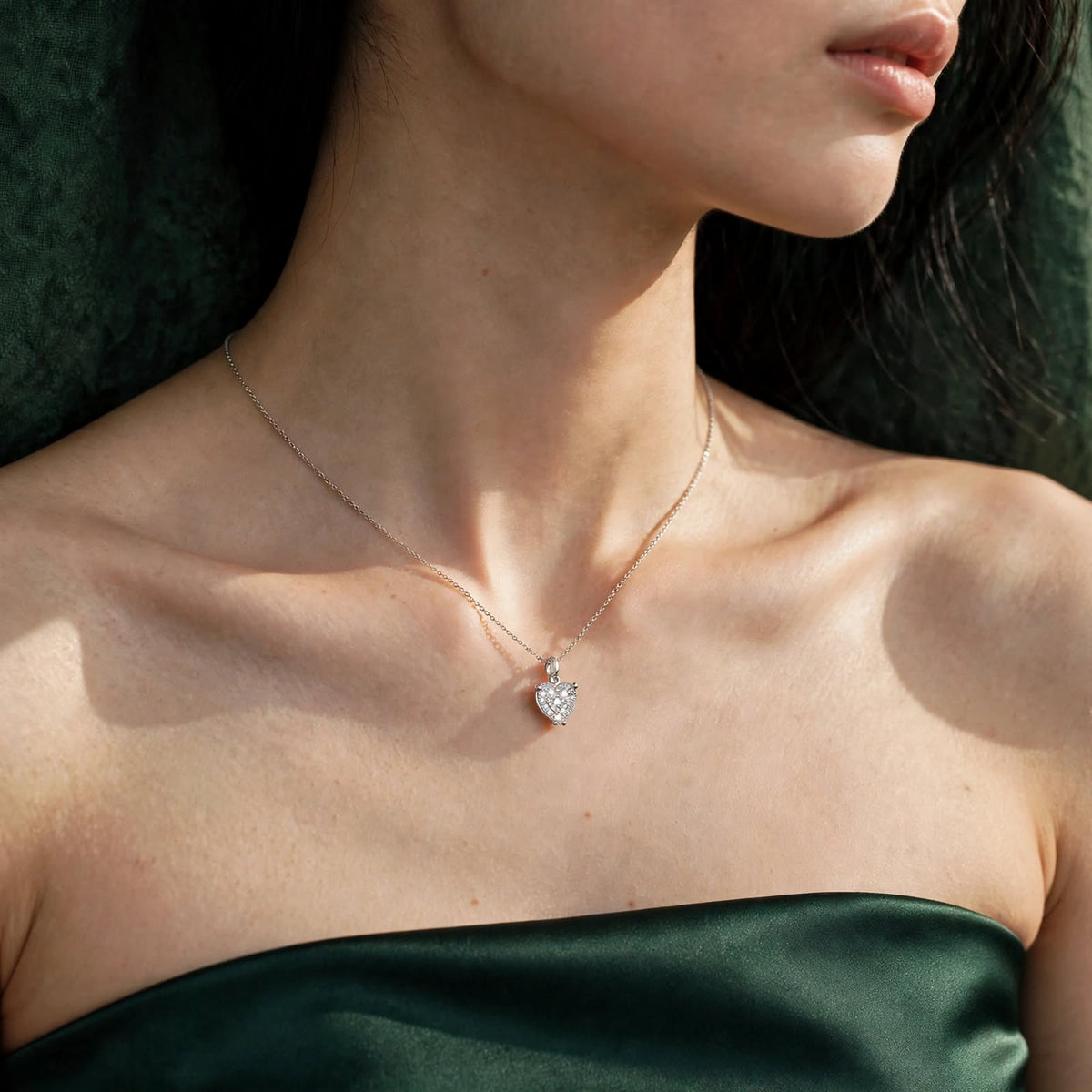 3 ct Heart-Cut Solitaire Moissanite Pendant Necklace 153LV