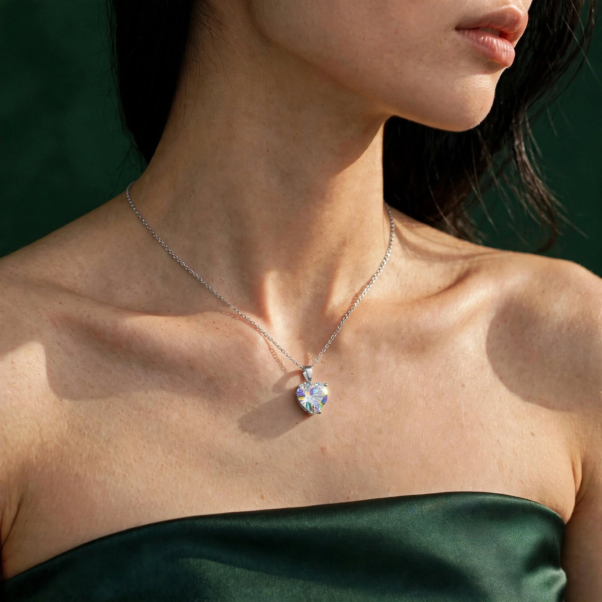 5 ct Heart-Cut Solitaire Moissanite Pendant Necklace 154LV
