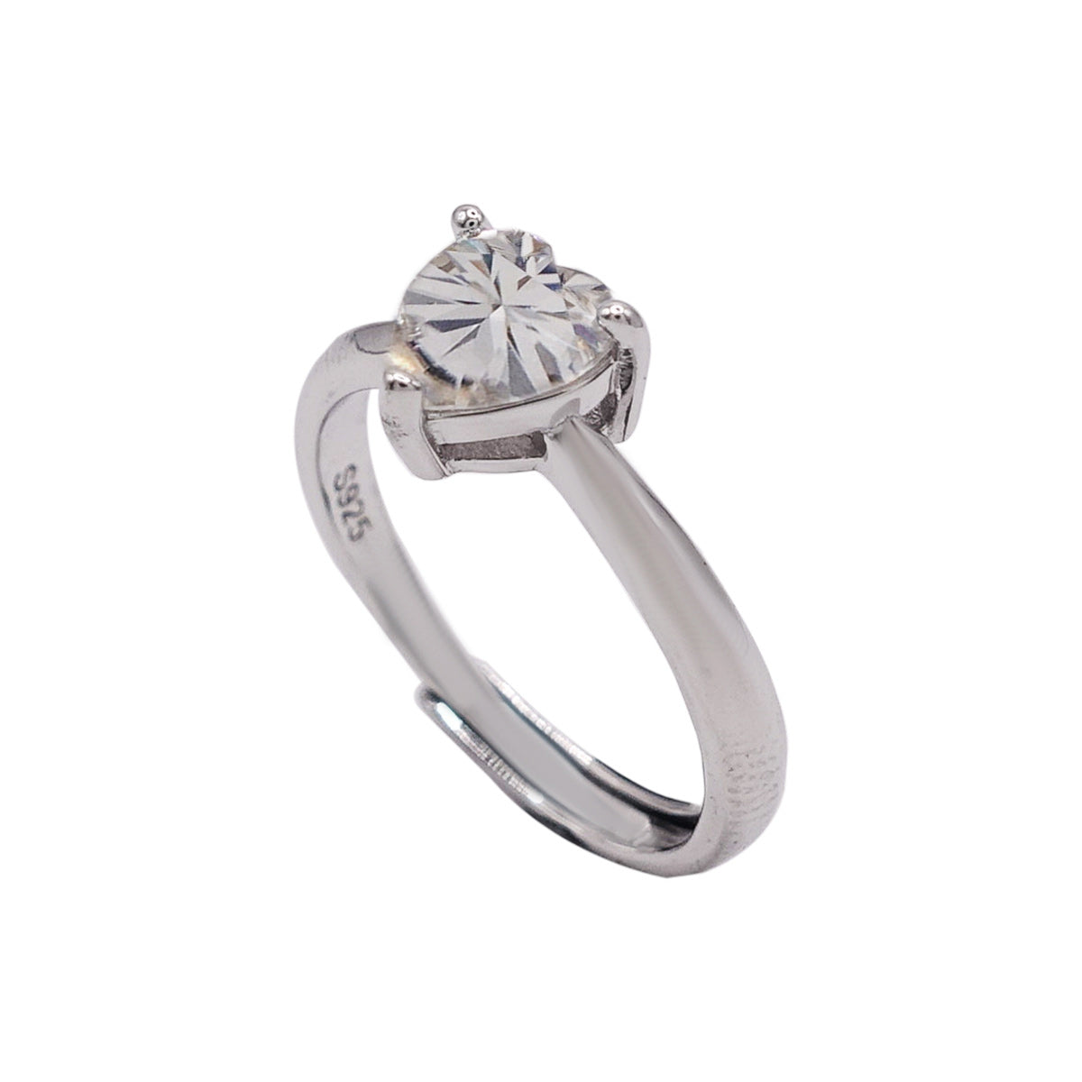 156LV Heart Round Cut Sterling Engagement Ring