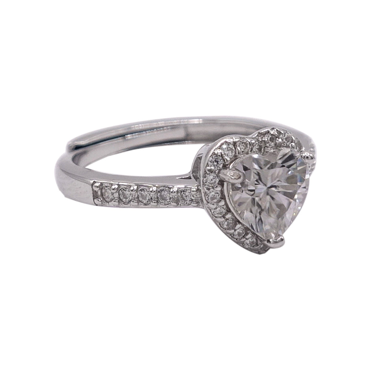 176LV Halo Heart Cut Sterling Engagement Ring