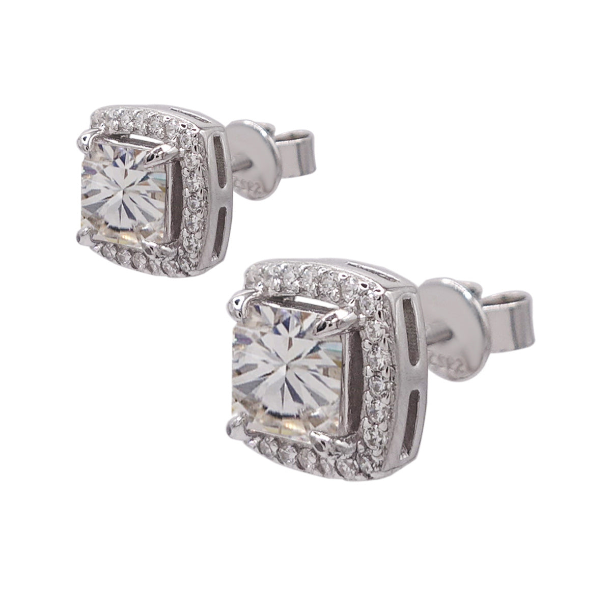 177LV Moissanite Heart Shaped Paved Stud Earrings