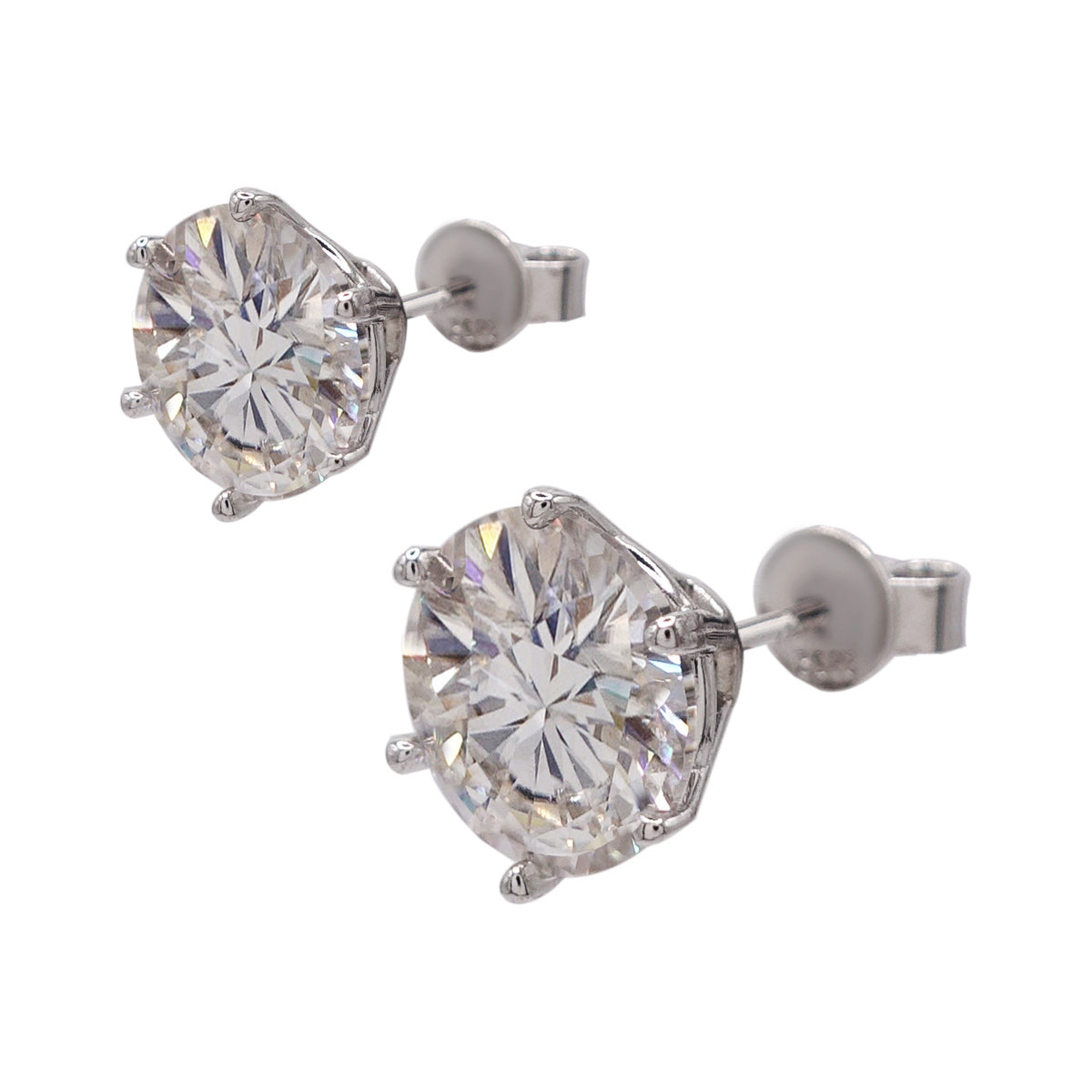 182LV Moissanite Round Solitaire Swarovski Stud Earrings