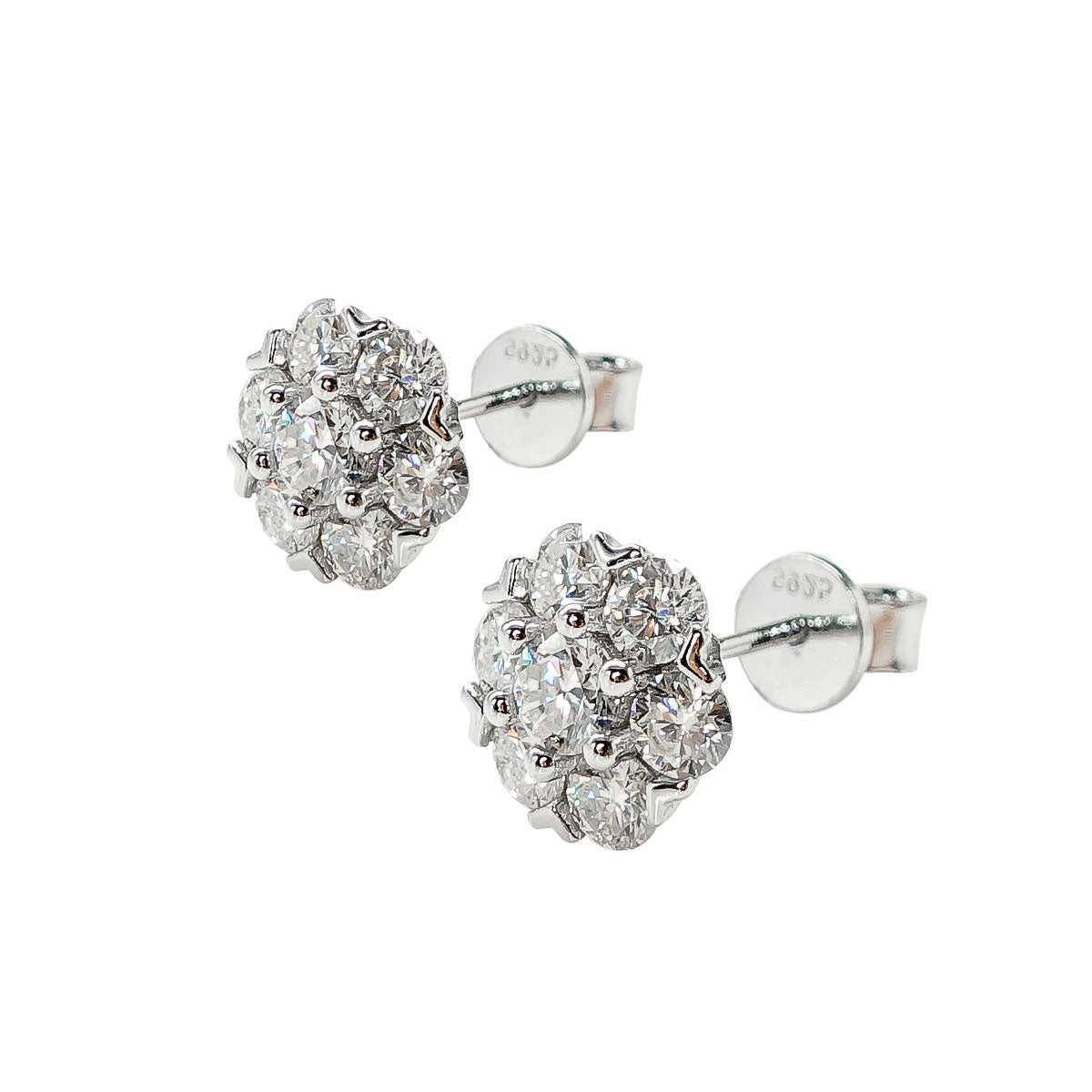 212LV Round Flower Crystal Stud Earrings