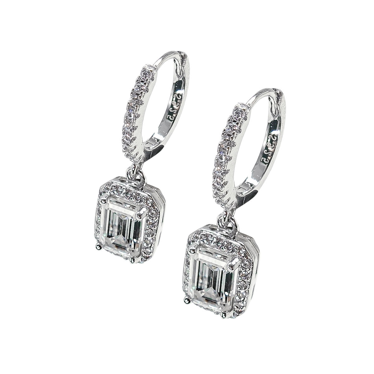 220LV Emerald Halo Drop Clip Earrings