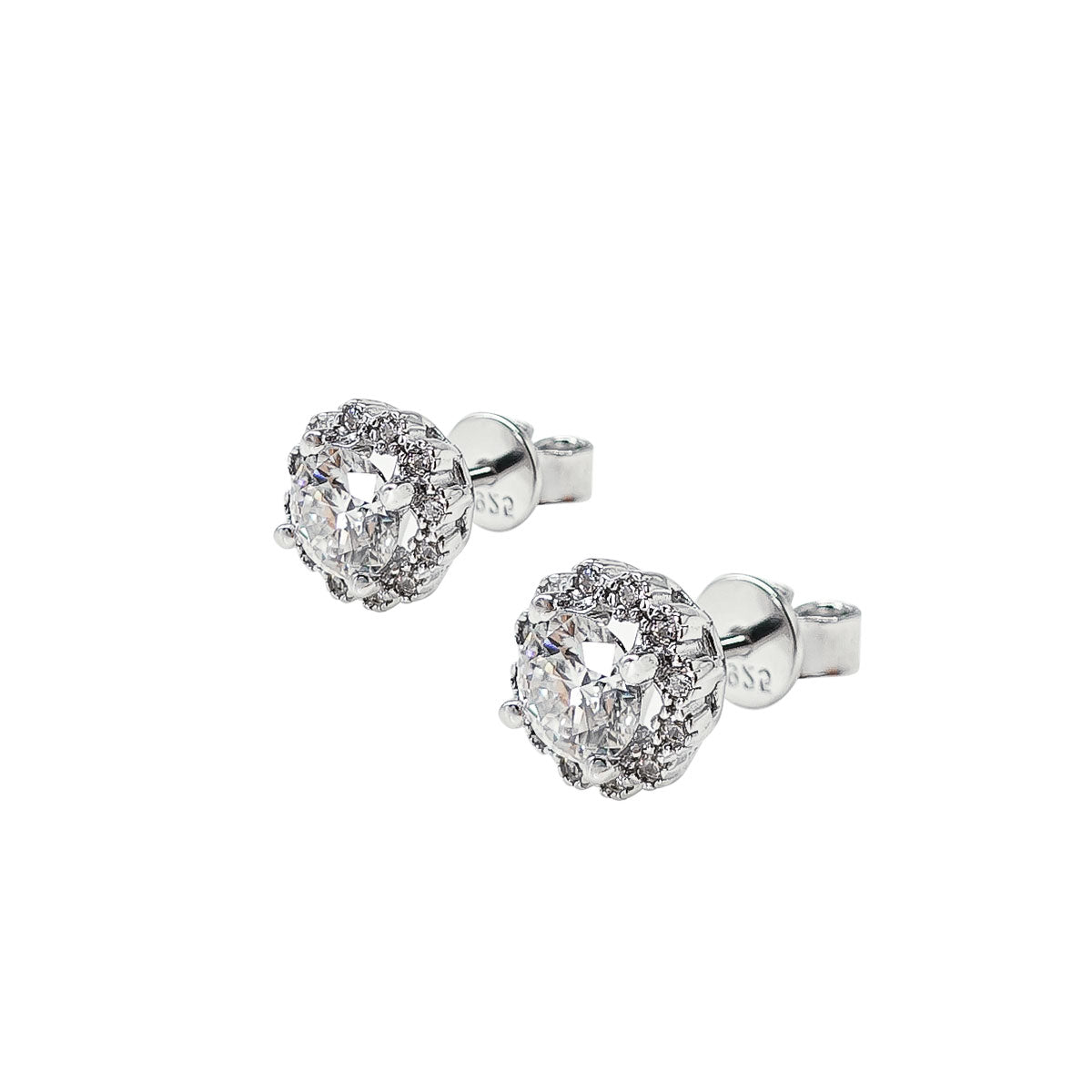 225LV Round Floral Stud Earrings