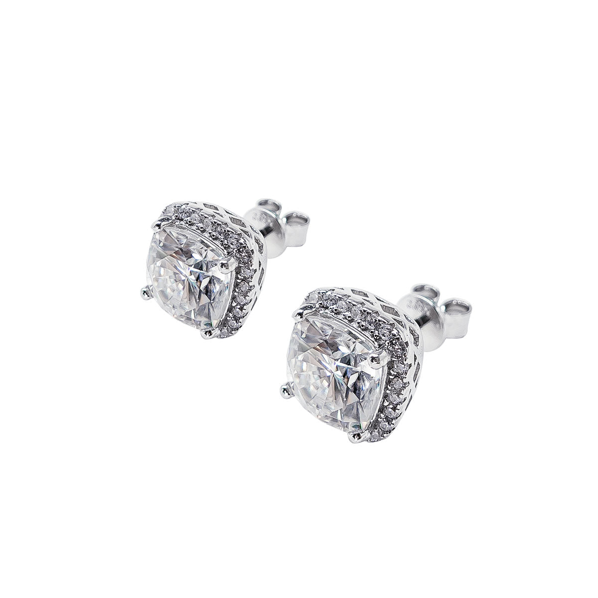 226LV Cushion Cut Halo Earrings Stud