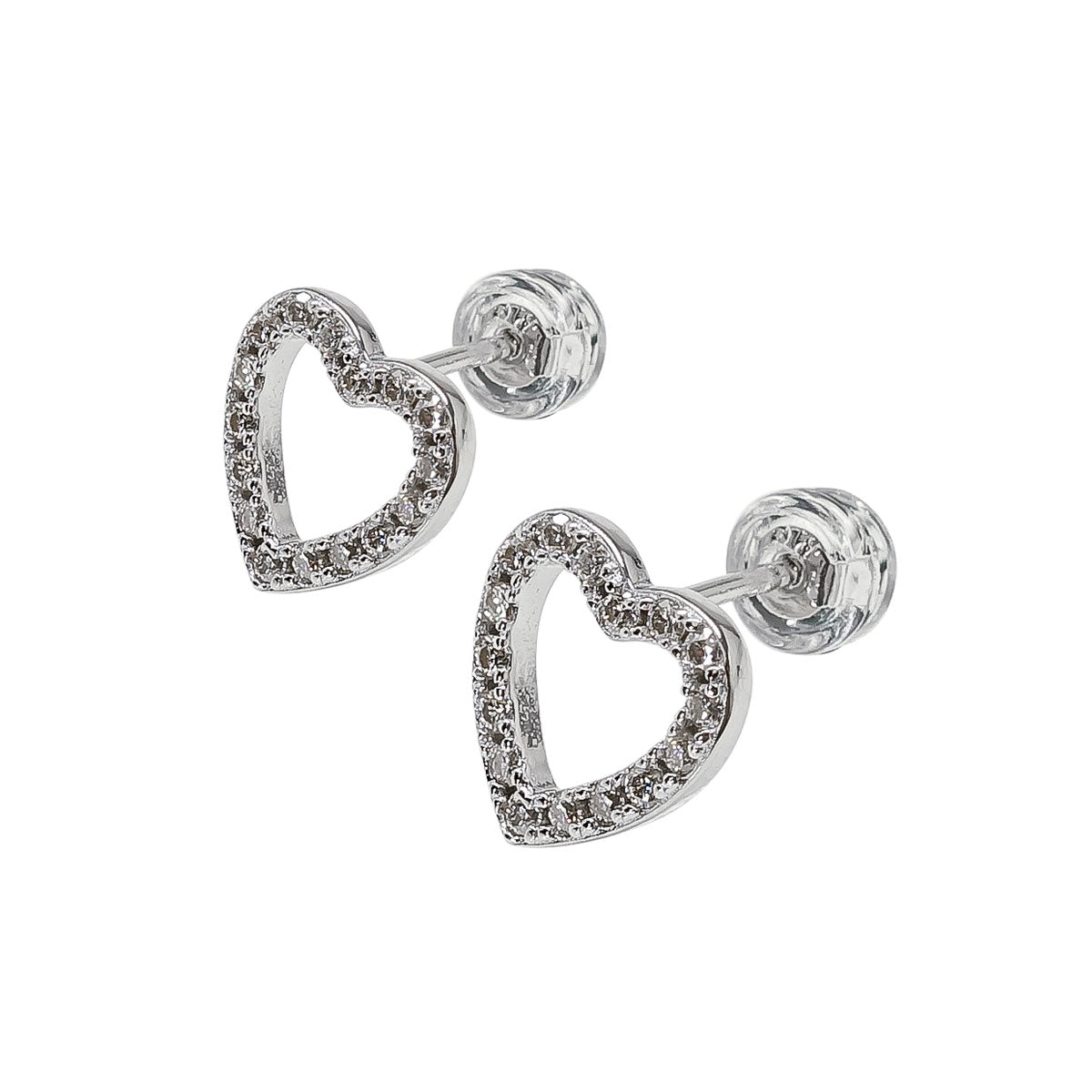 260LV Halo Heart Pave Crystal Stud Earrings