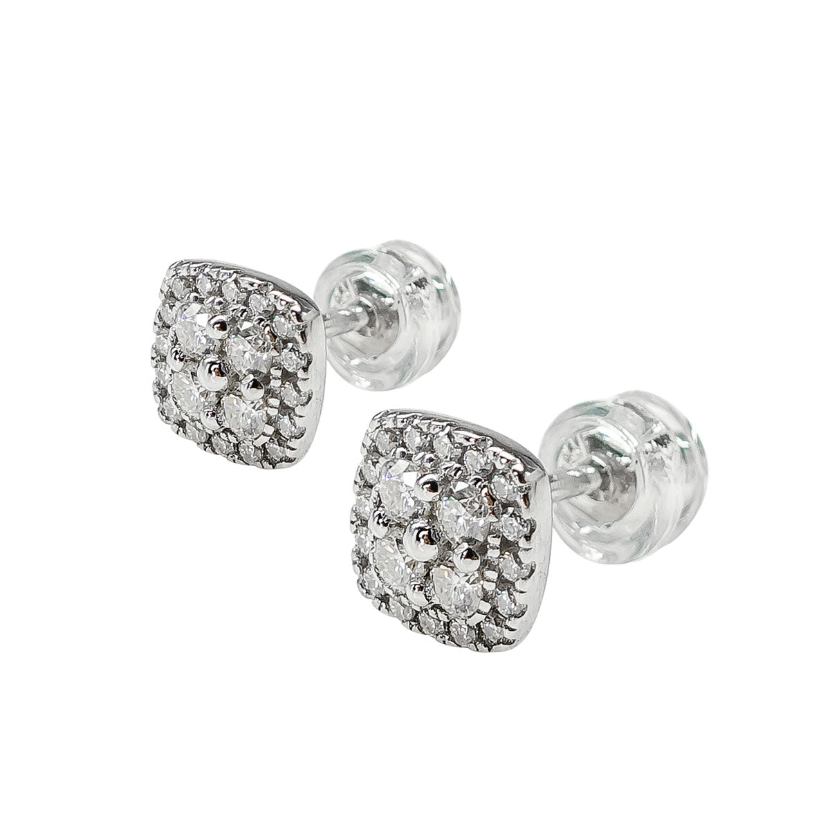 263LV Round Rectangle Pave Crystal 4 Stone Stud Earrings