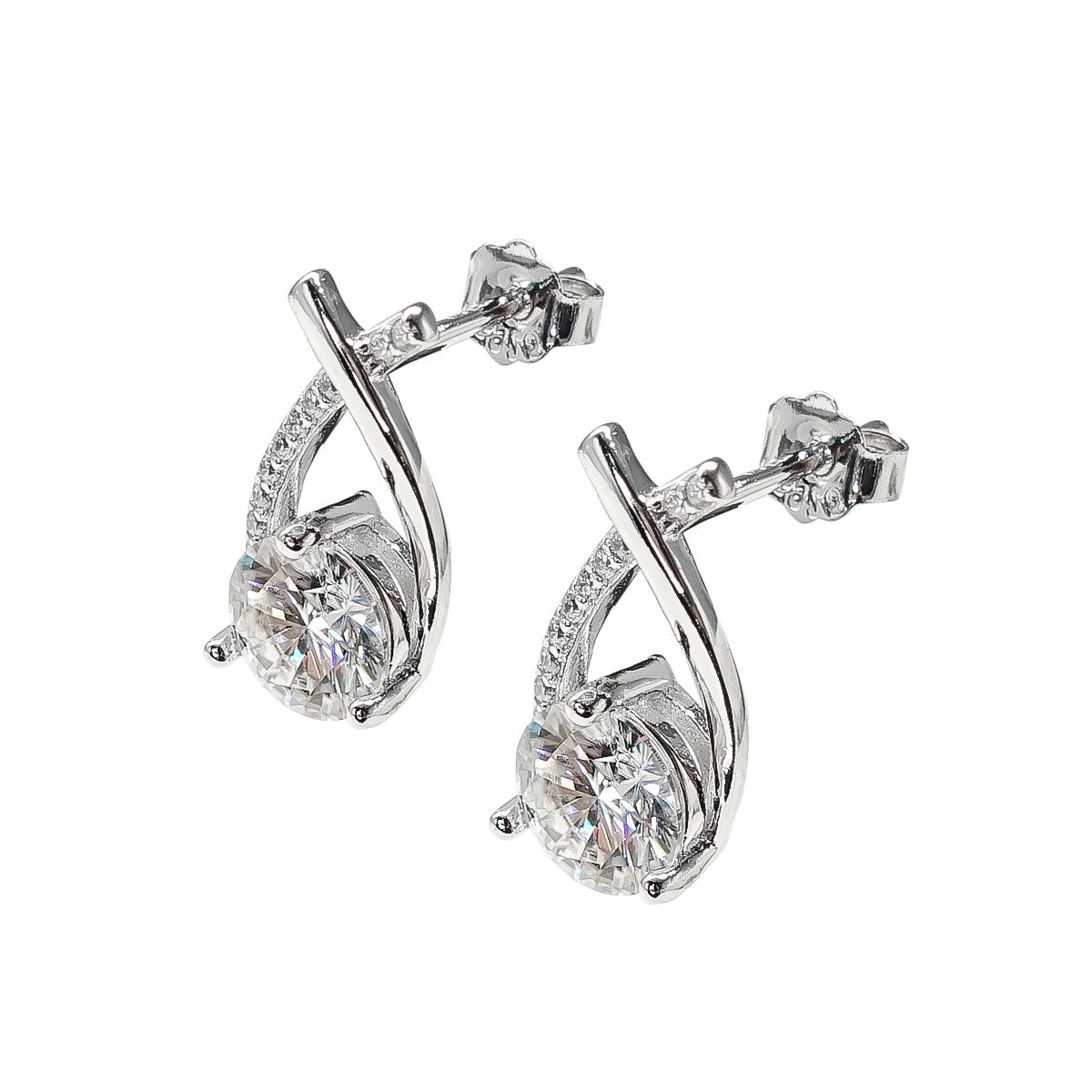 264LV Halo Tear Drop Stud Earrings