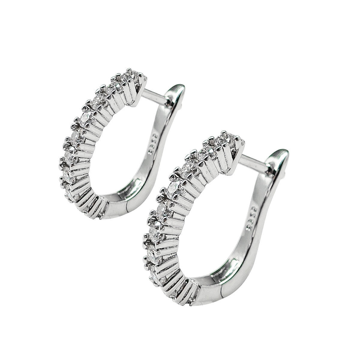 266LV Brilliant Arc Side Pave Crystal Clip Earrings