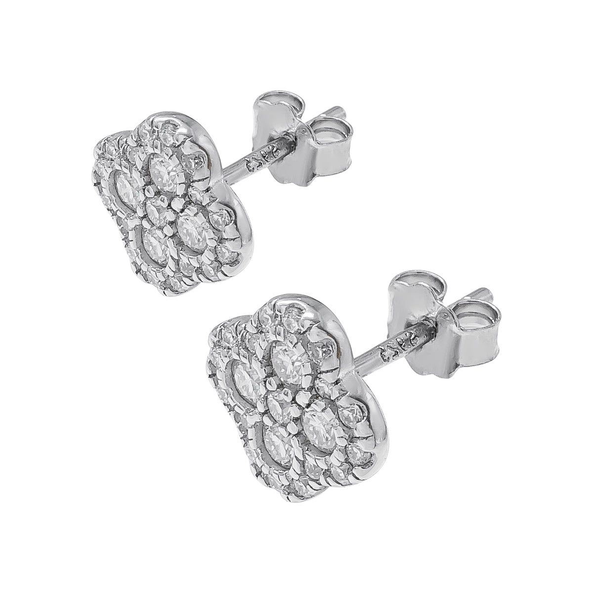 269LV Paved Clover Leaf Stud Earrings