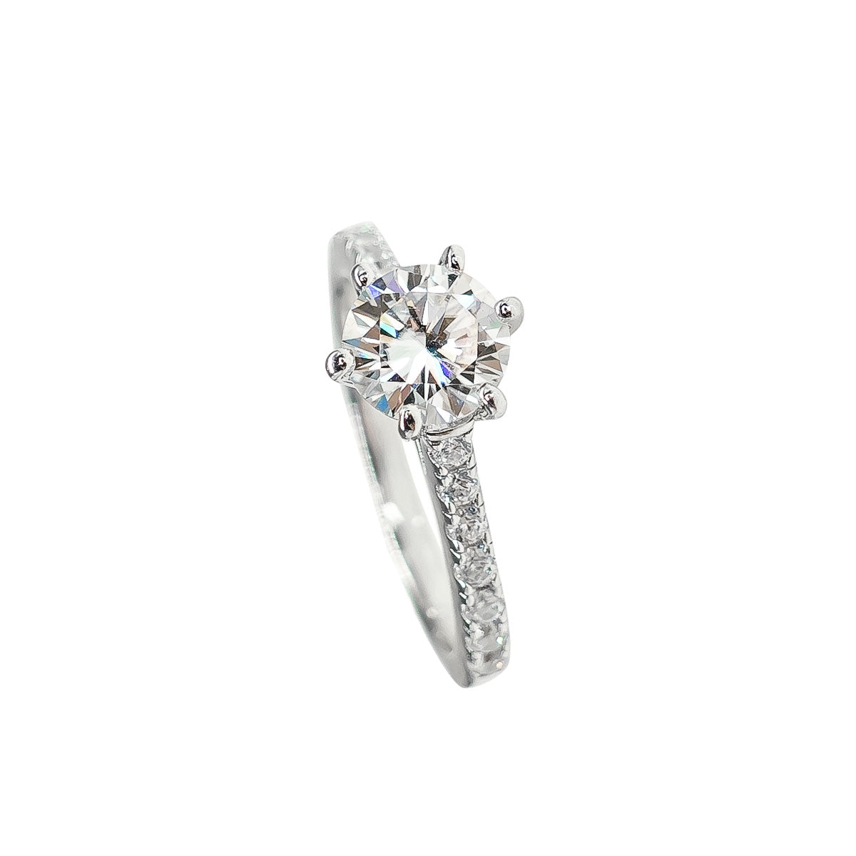 280LV Half Pave Crystal Round Cut Stone Ring