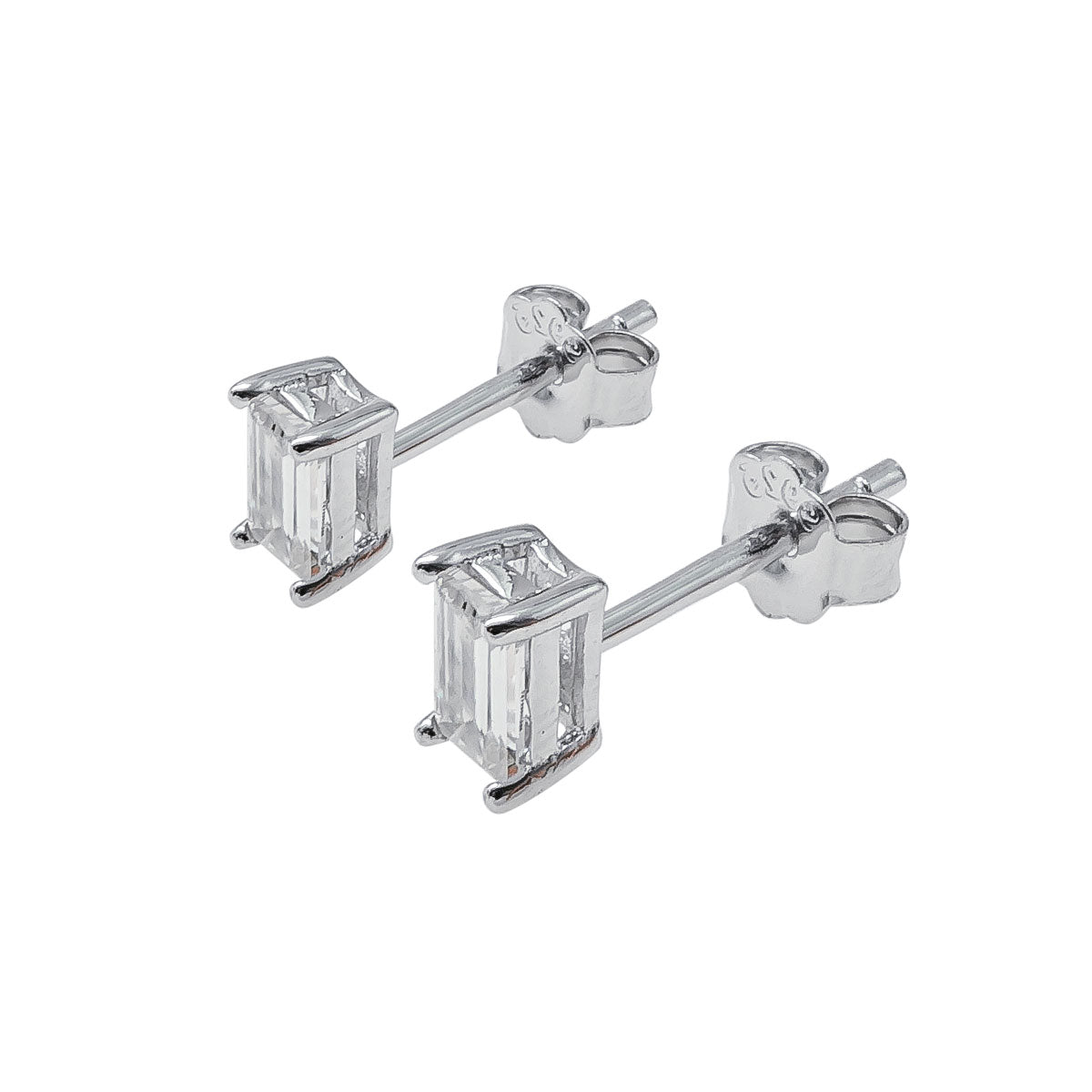288LV Emerald Cut Stud Earrings 3.5mm