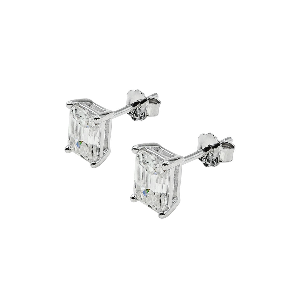 289LV Emerald Cut Stud Earrings 5.7mm