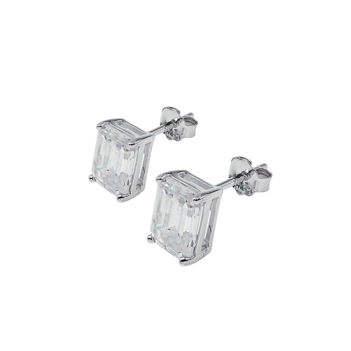 290LV Emerald Cut Stud Earrings 6.8mm