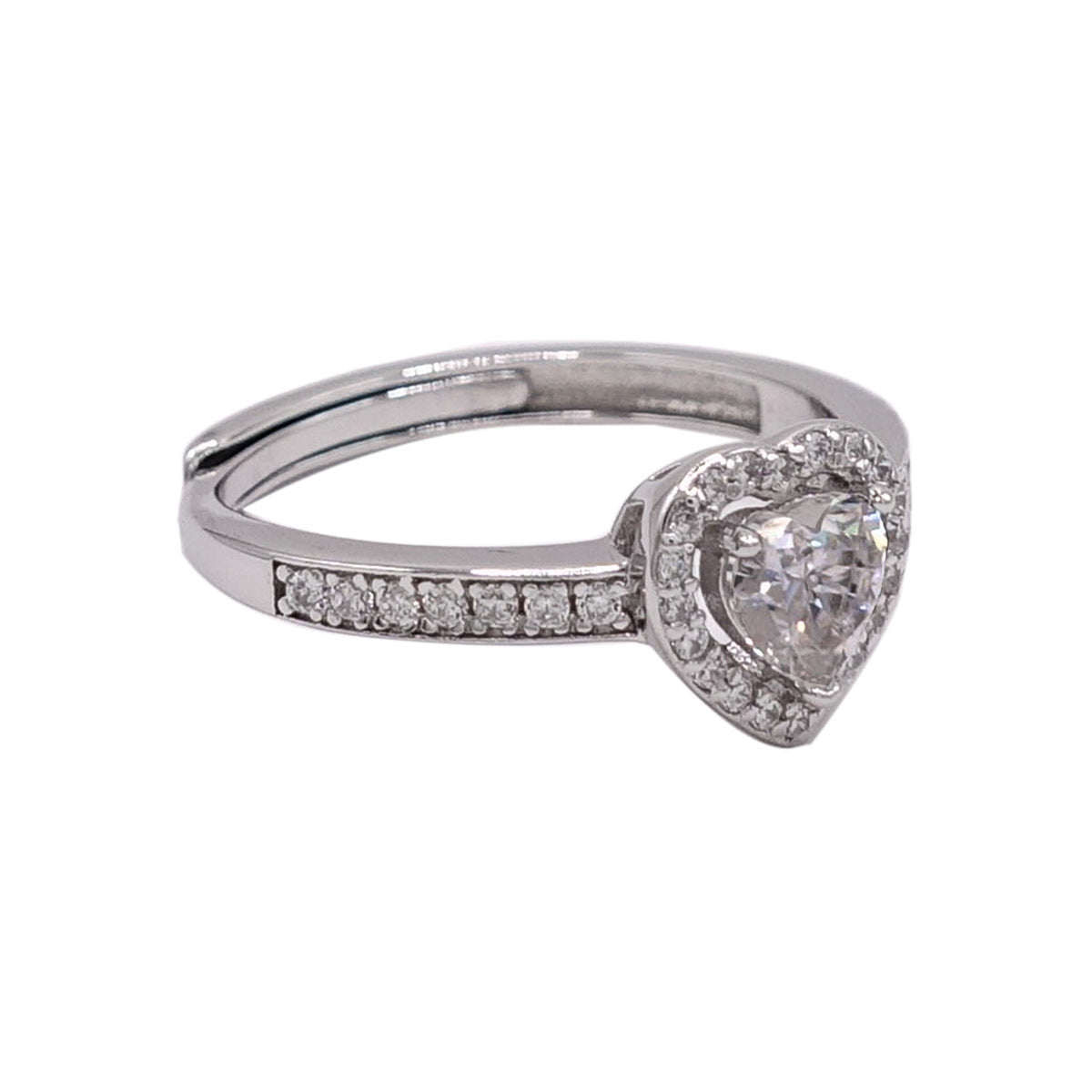 312LV Heart Paved Round Cut Engagement Ring