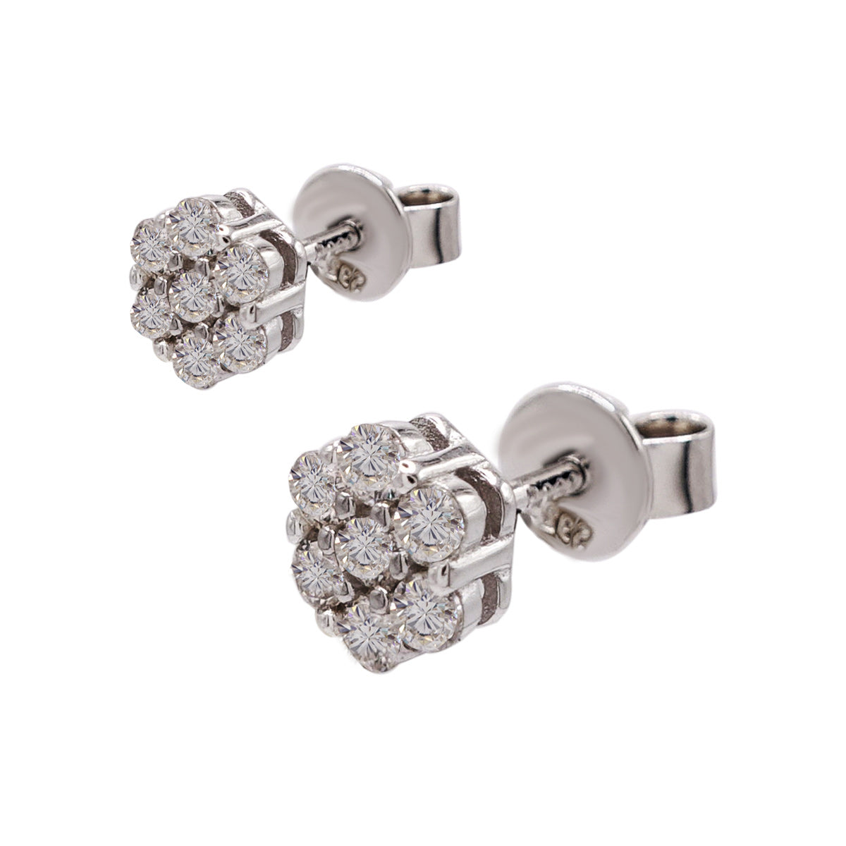 318LV Moissanite Flower Cluster Shaped Stud Earrings