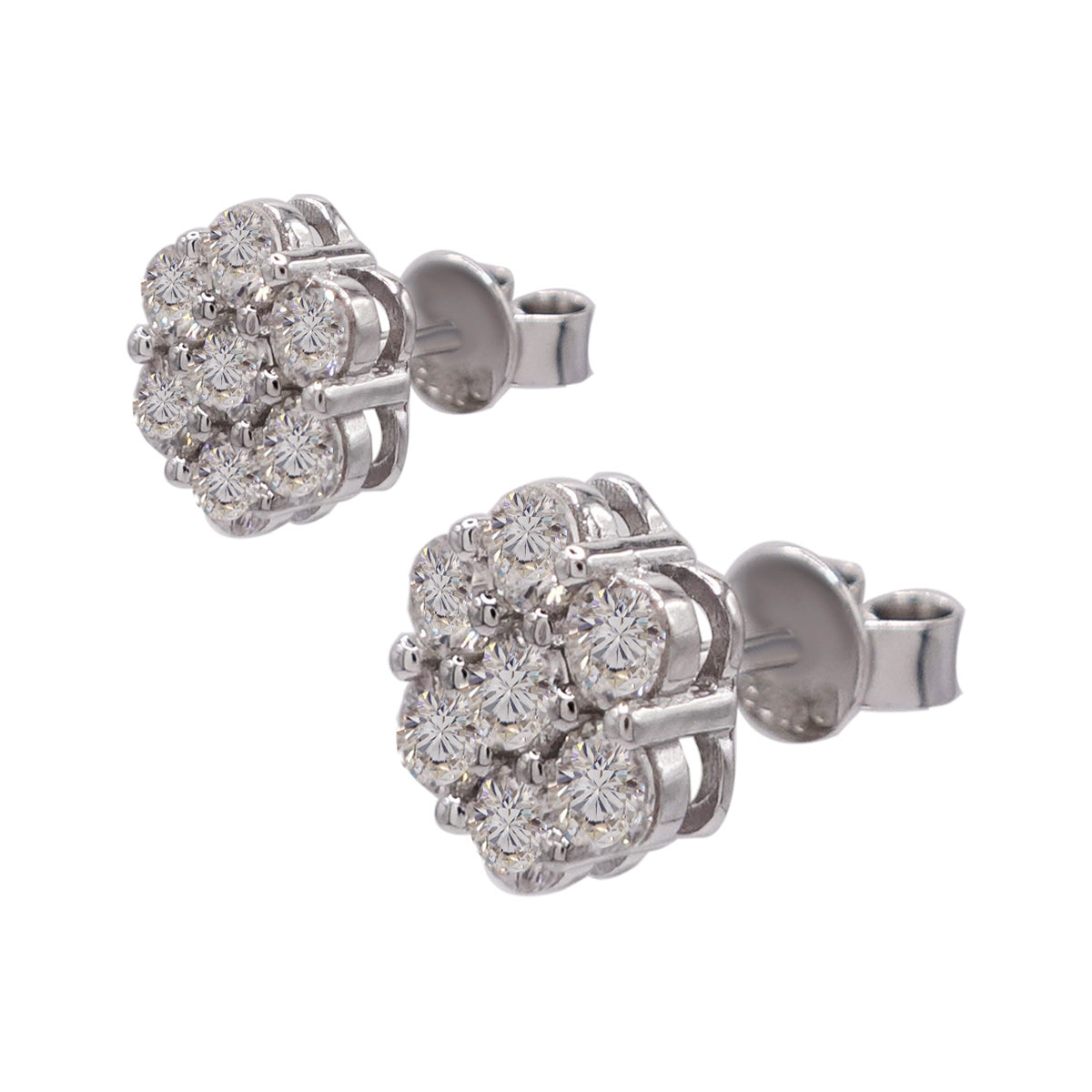 320LV Moissanite Round Flower Stud Earrings