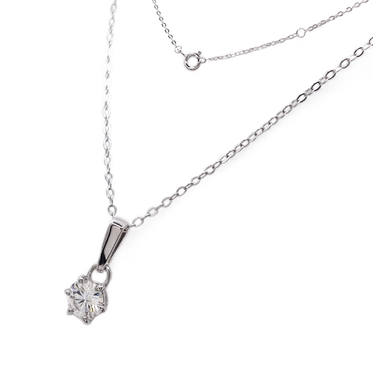 324LV Solitare Round Moissanite Necklace