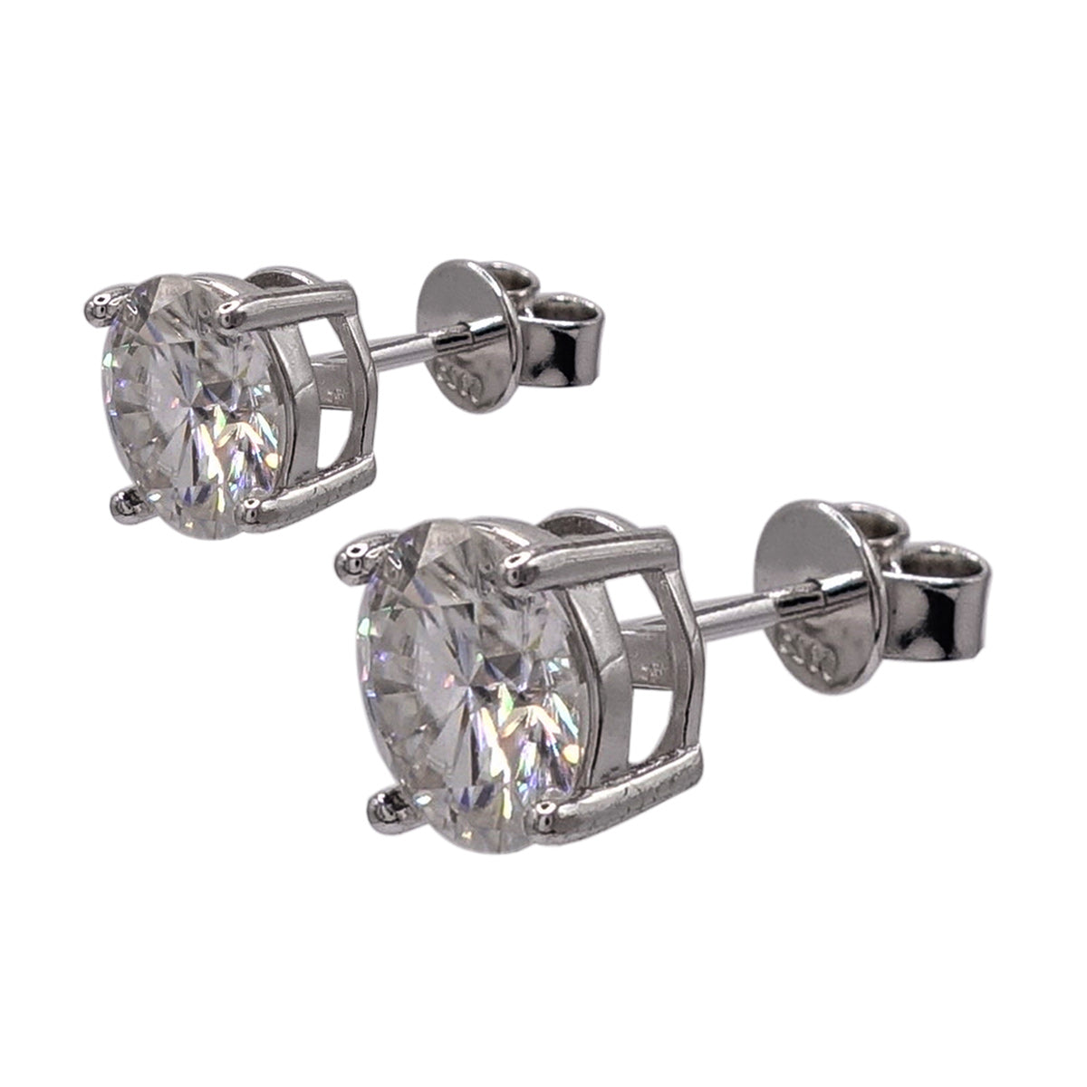 328LV Moissanite Round Cut Natural Stud Earrings