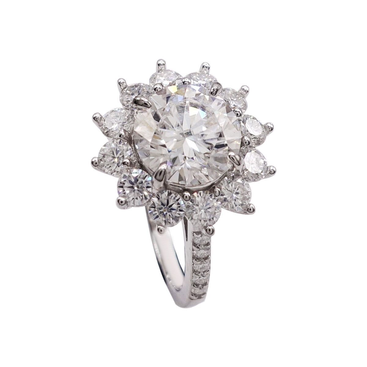 339LV Solitare Round Cut Paved Engagement Ring