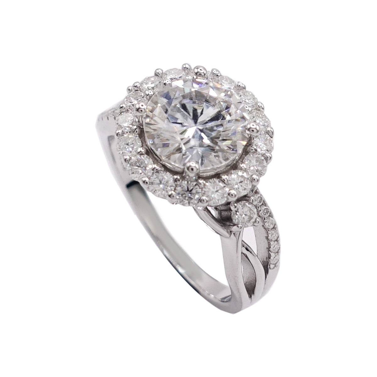 340LV Halo Twisted Paved Engagement Ring
