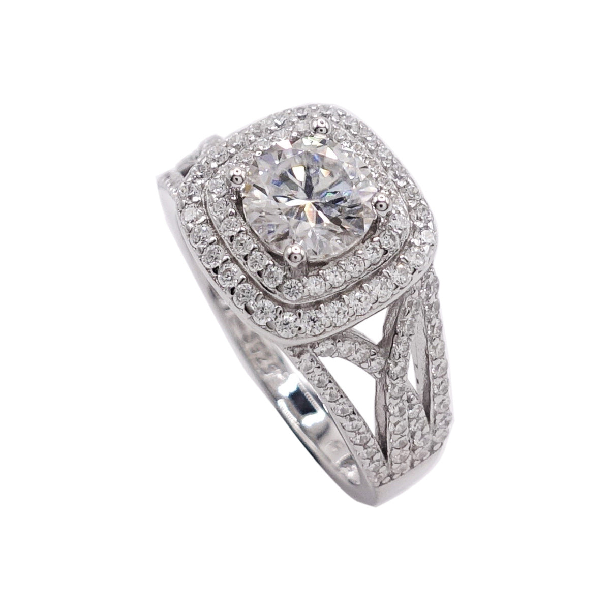 341LV Double Halo Paved Engagement Ring