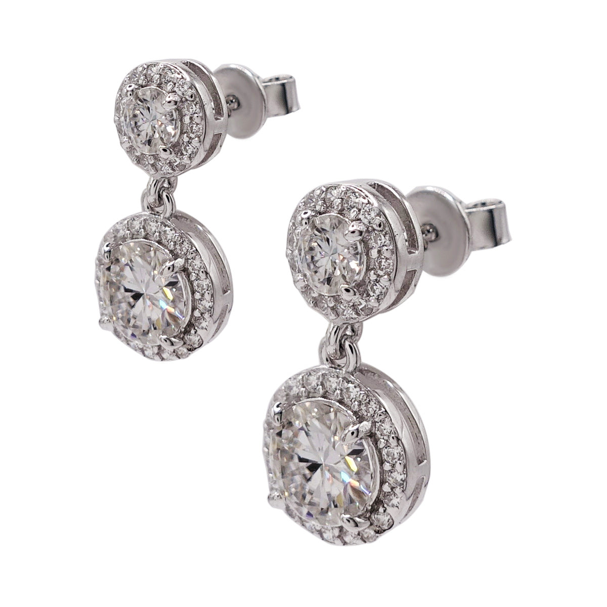 343LV Moissanite Round Cut Stud Earrings