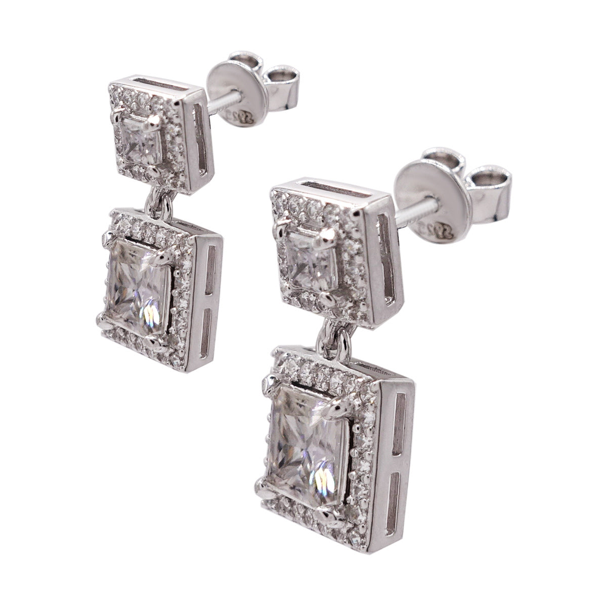 345LV Moissanite Princess Square Stud Earrings