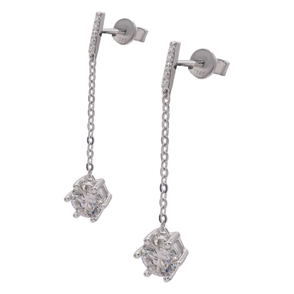 349LV Moissanite Round Cut Sterling Stud Earrings