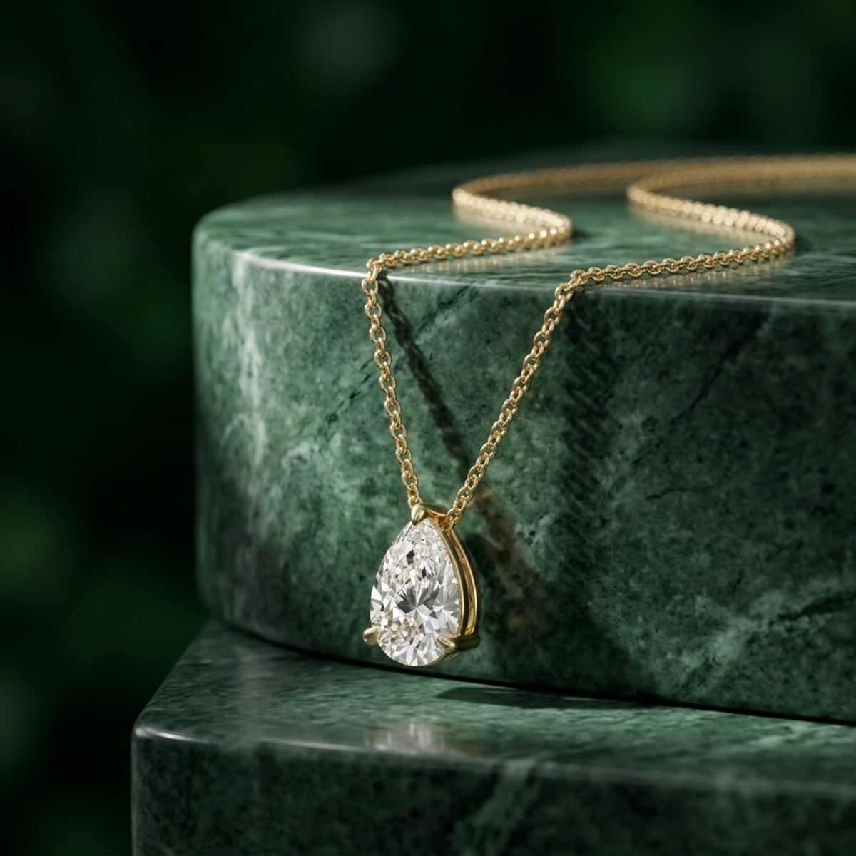 Pear Moissanite Pendant Gold Necklace 394LV