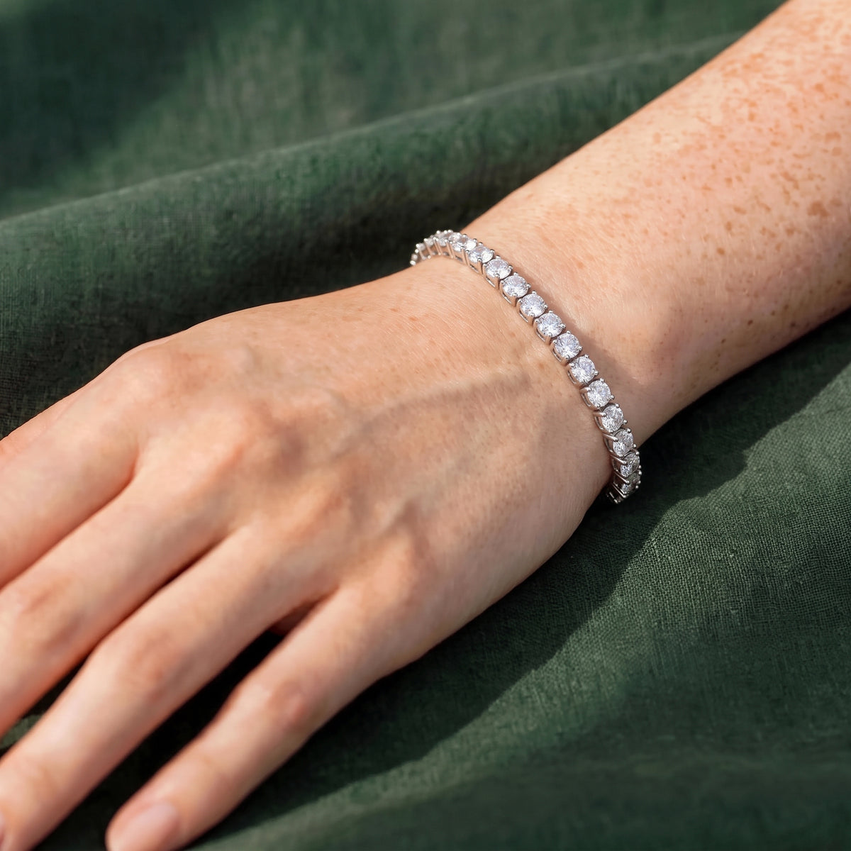 Full-Eternity Shared-Rail Tennis Bracelet 398LV