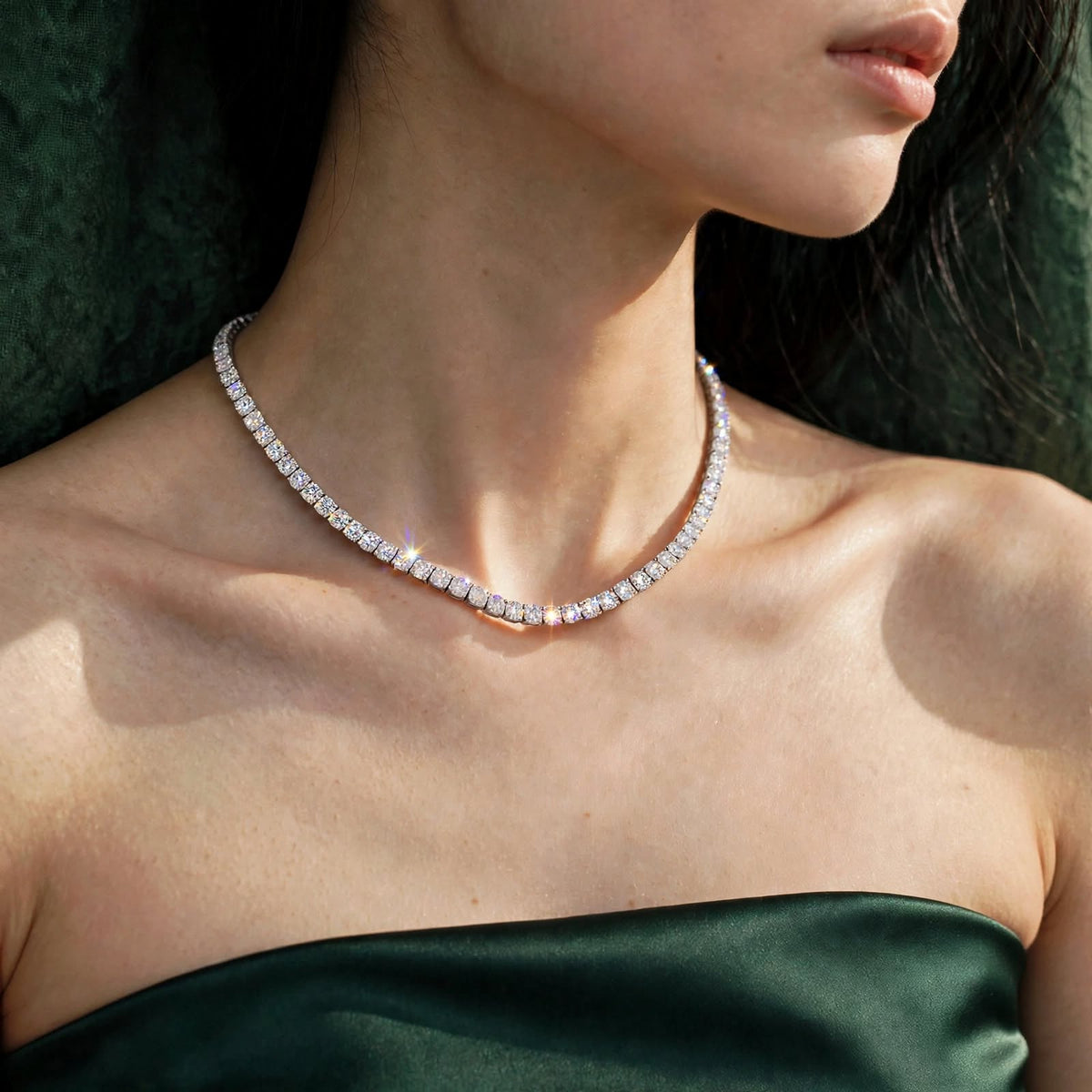 Continuous Round Gemstone Moissanite Tennis Necklace 403LV18