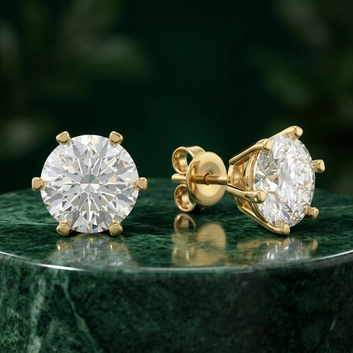 Radiant Solitaire Yellow Gold Studs 427LV