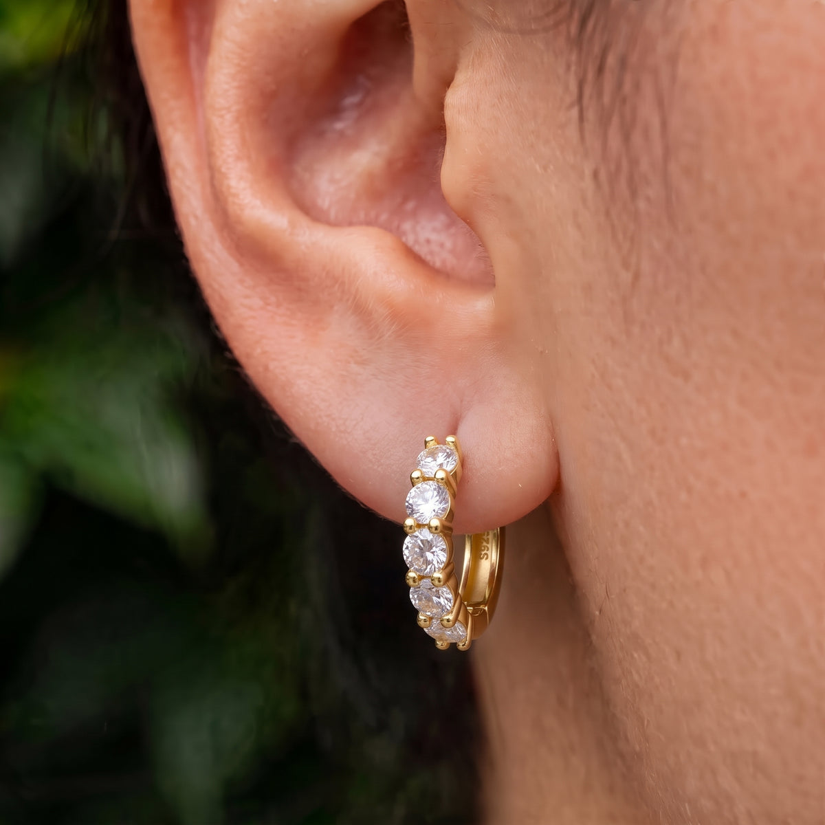 Crest Canopy Radiant Moissanite Huggie Earrings 446LV