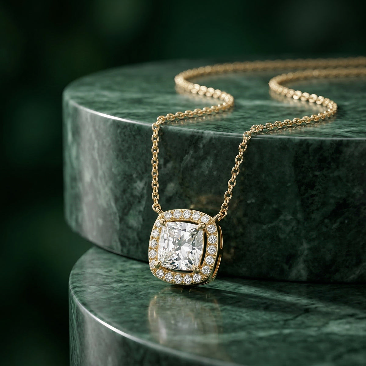 Princess-Cut Solitaire Yellow Gold Necklace 449LV