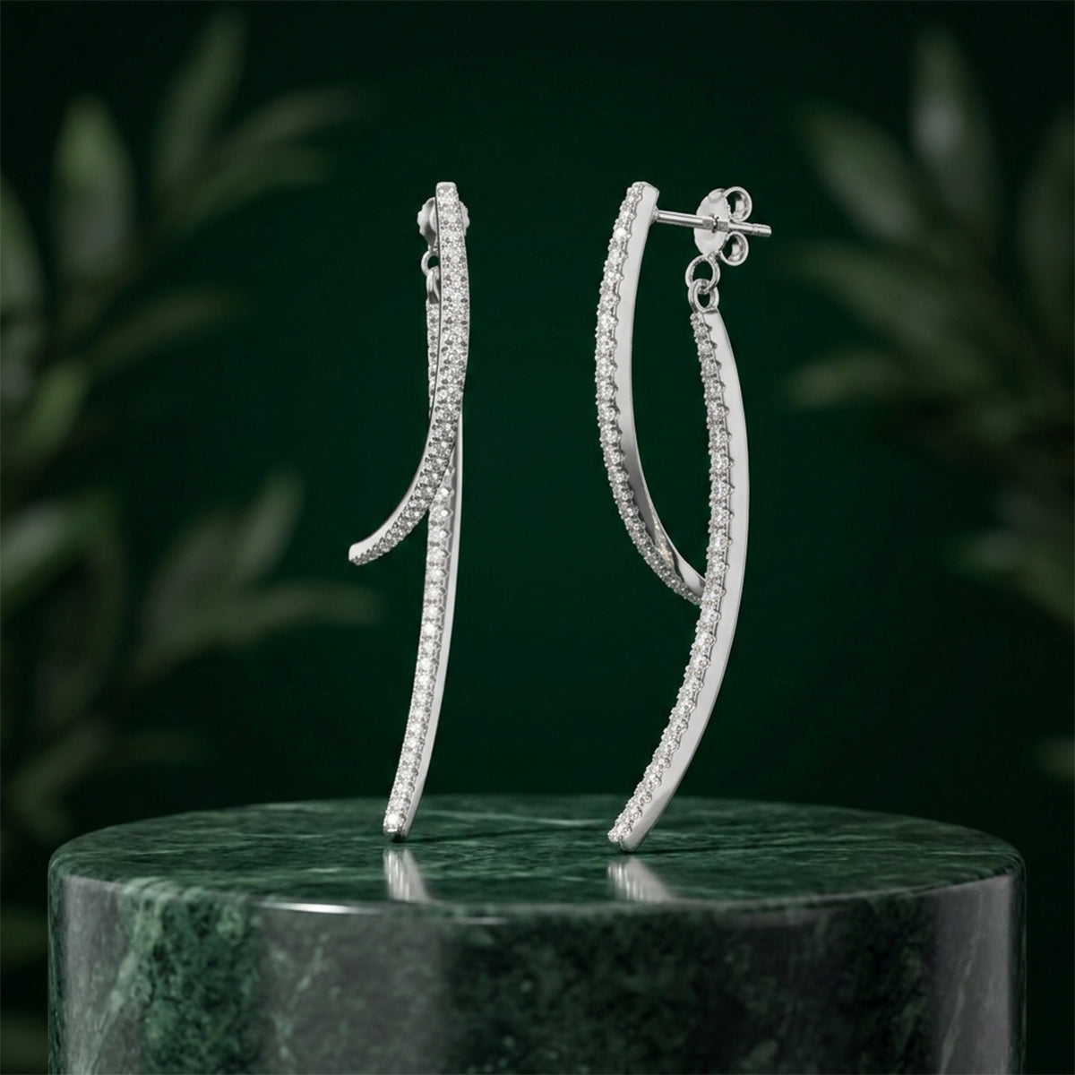 460LV Swaying Tassel Moissanite Stud Earrings