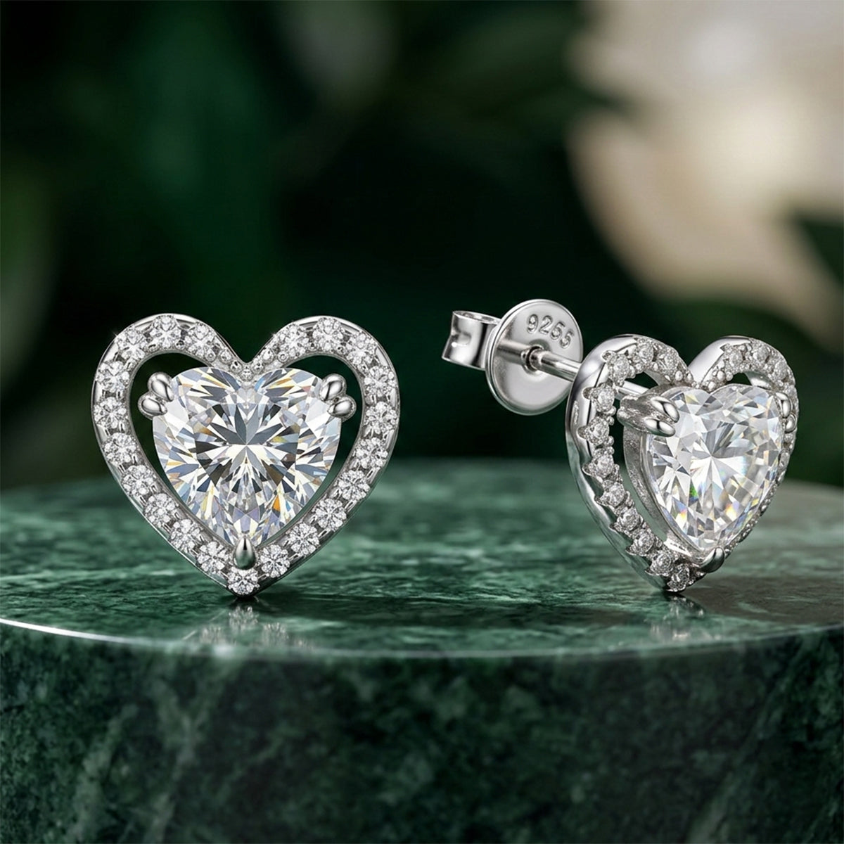 461LV Eternal Hearts Moissanite Stud Earrings