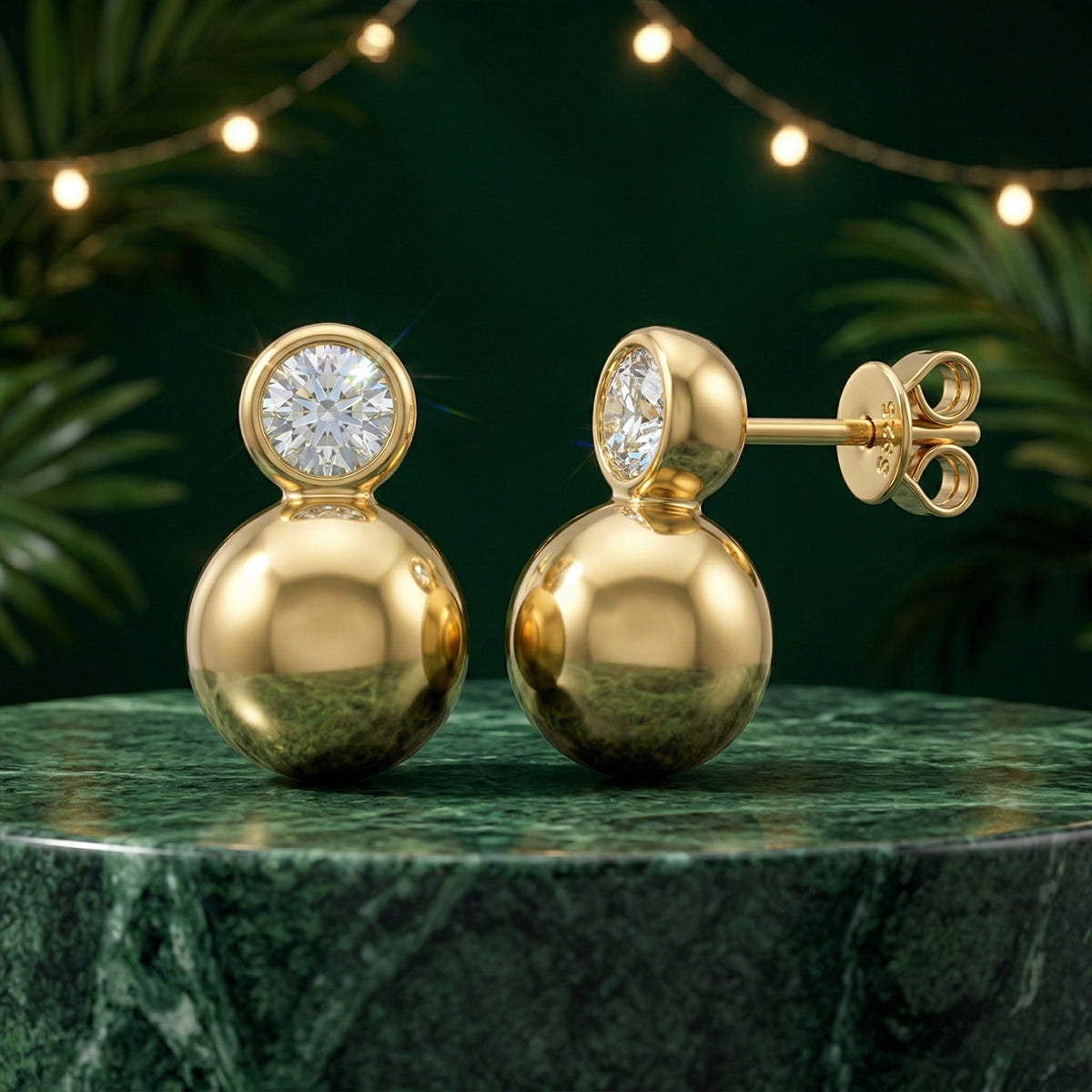 471LV Orb Moissanite Gold Stud Earrings