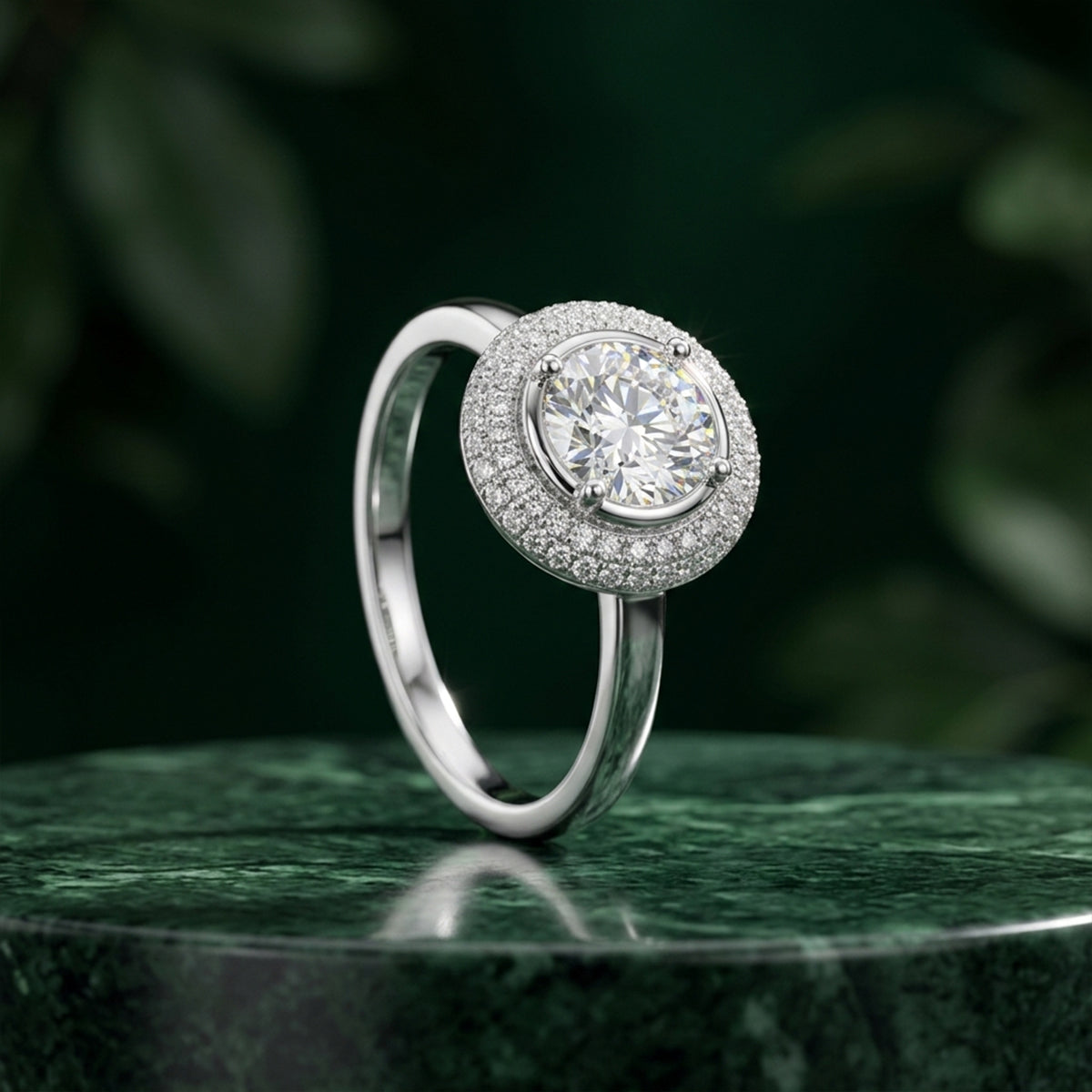 478LV Celestial Orb Round Cut Moissanite Engagement Ring