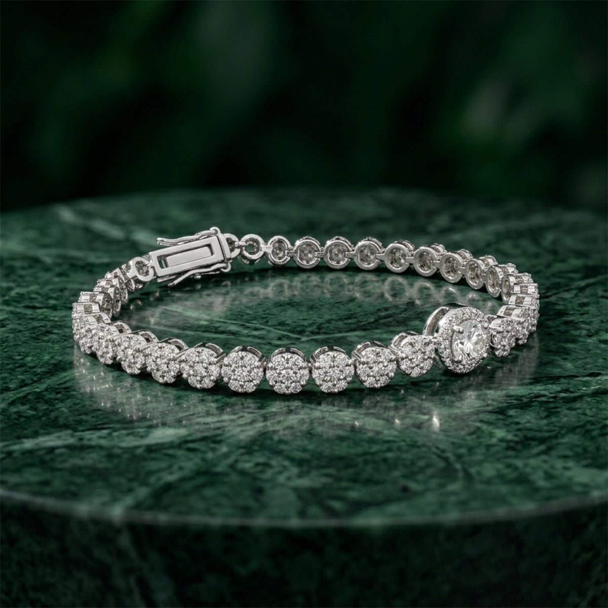 481LV Round Cut Halo Tennis Bracelet
