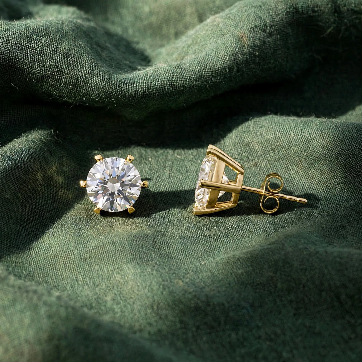 Round Brilliant Solitaire Basket Moissanite Stud Earrings 421LV
