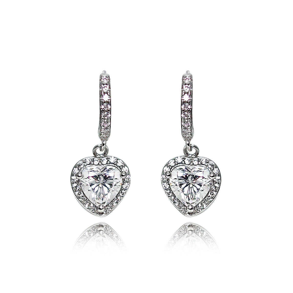 287LV Heart Stone Pave Crystal Drop Earrings