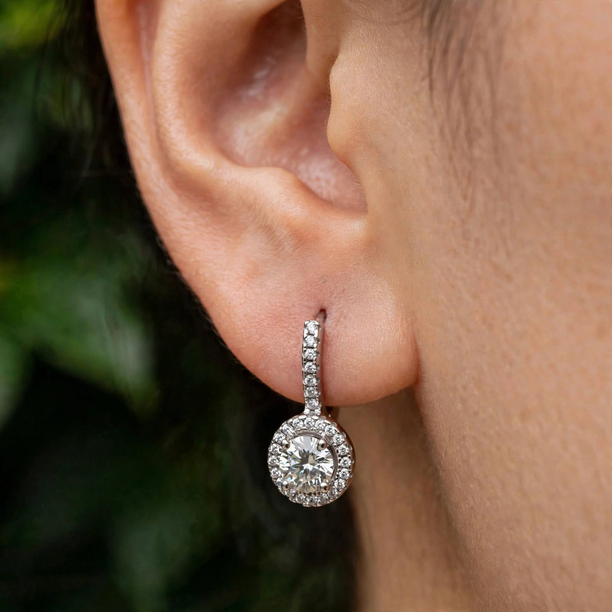 Geometric Micro-Pavé Moissanite Lever-Back Earrings 218LV