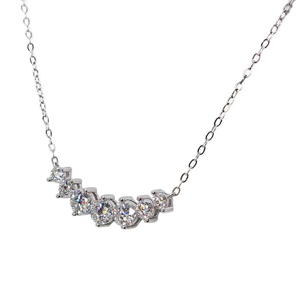 007LV 7 Stone Round Cut Moissanite Necklace