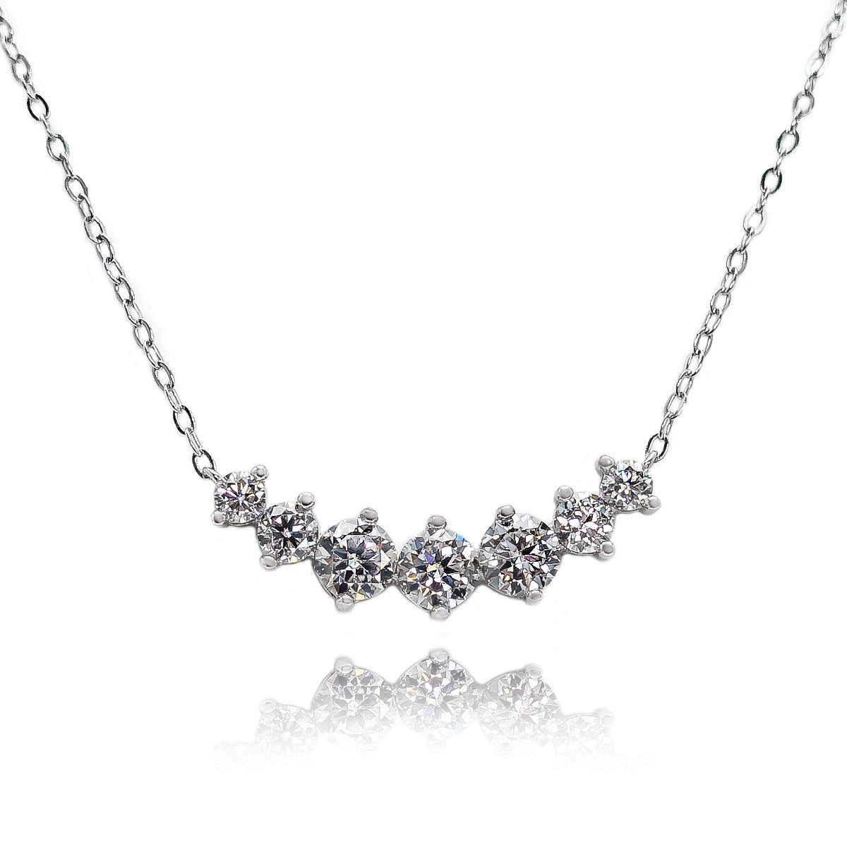 007LV 7 Stone Round Cut Moissanite Necklace